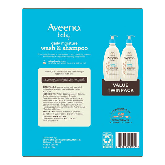 Aveeno Baby 2-in-1 Wash and Shampoo, 18 fl. oz., 2 pk