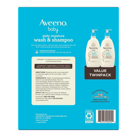 Aveeno Baby 2-in-1 Wash and Shampoo, 18 fl. oz., 2 pk