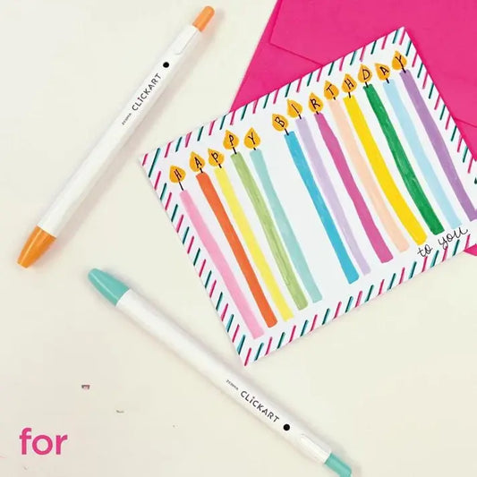 Zebra CLiCKART Retractable Felt Tip Pens (12-Pack) | Fine Point 0.6mm, Capless, Quick-Dry Ink