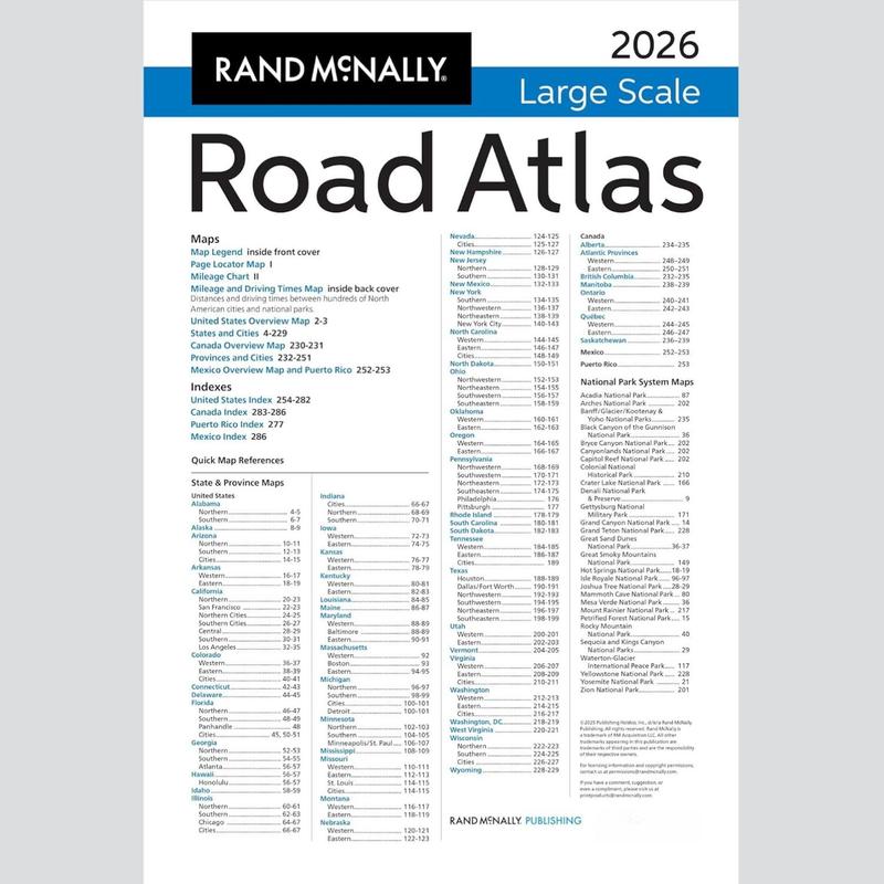 Rand McNally Road Atlas 2026 – United States, Canada & Mexico, Spiral-Bound, 304 Pages