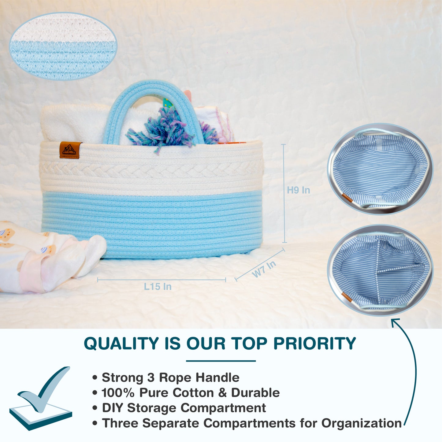 Mojoo House Diaper Caddy - SKY BLUE