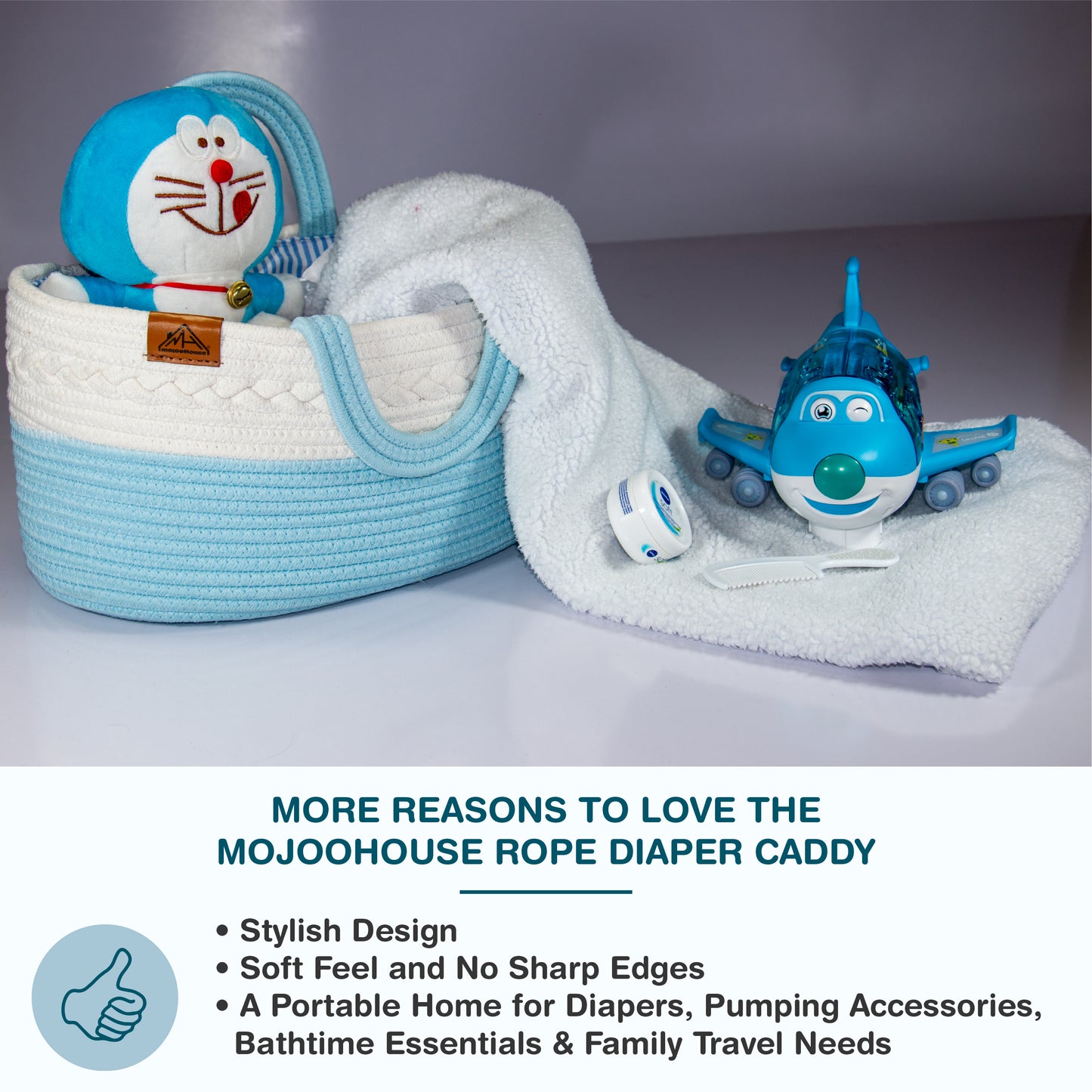 Mojoo House Diaper Caddy - SKY BLUE