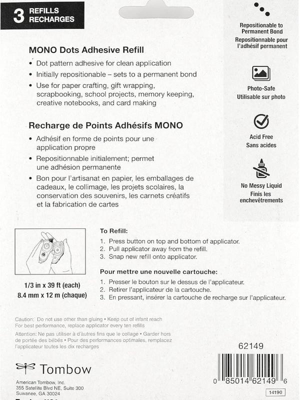 Tombow Mono Adhesive Dots Applicator Refills, Easy to Refill for Smooth Application