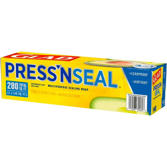 Glad Press’n Seal Plastic Food Wrap 140 sq. ft./roll, 2 rolls