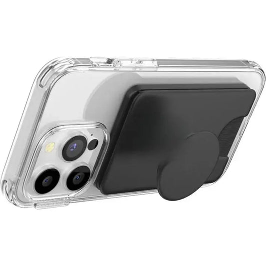PopSockets Phone Wallet with Expanding Grip and Adapter Ring for MagSafe, Black