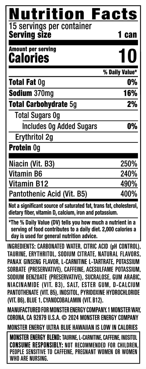 Monster Energy Ultra Blue Hawaiian – Zero Sugar, Full Flavor