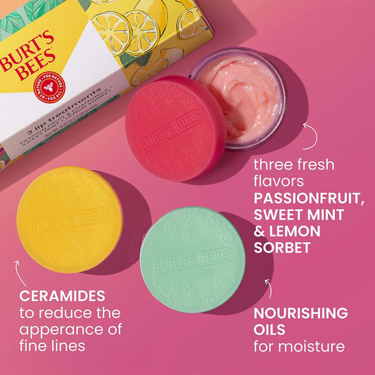Burt's Bees Lip Mask Set- Passion Fruit & Chamomile, Sweet Mint & Lemon Sorbet