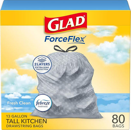 Glad Household ForceFlex Tall Kitchen Drawstring Trash Bags - 13 Gallon