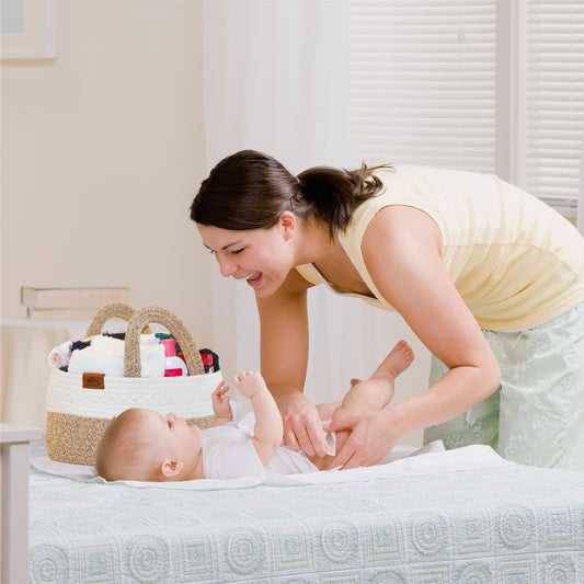 Mojoo House Diaper Caddy - Premium Gold Brown