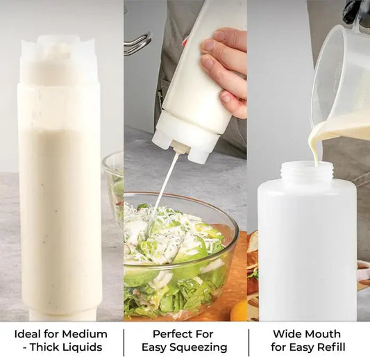 FIFO 16 OZ Inverted Plastic Squeeze Bottle with Refill and Dispensing Lids