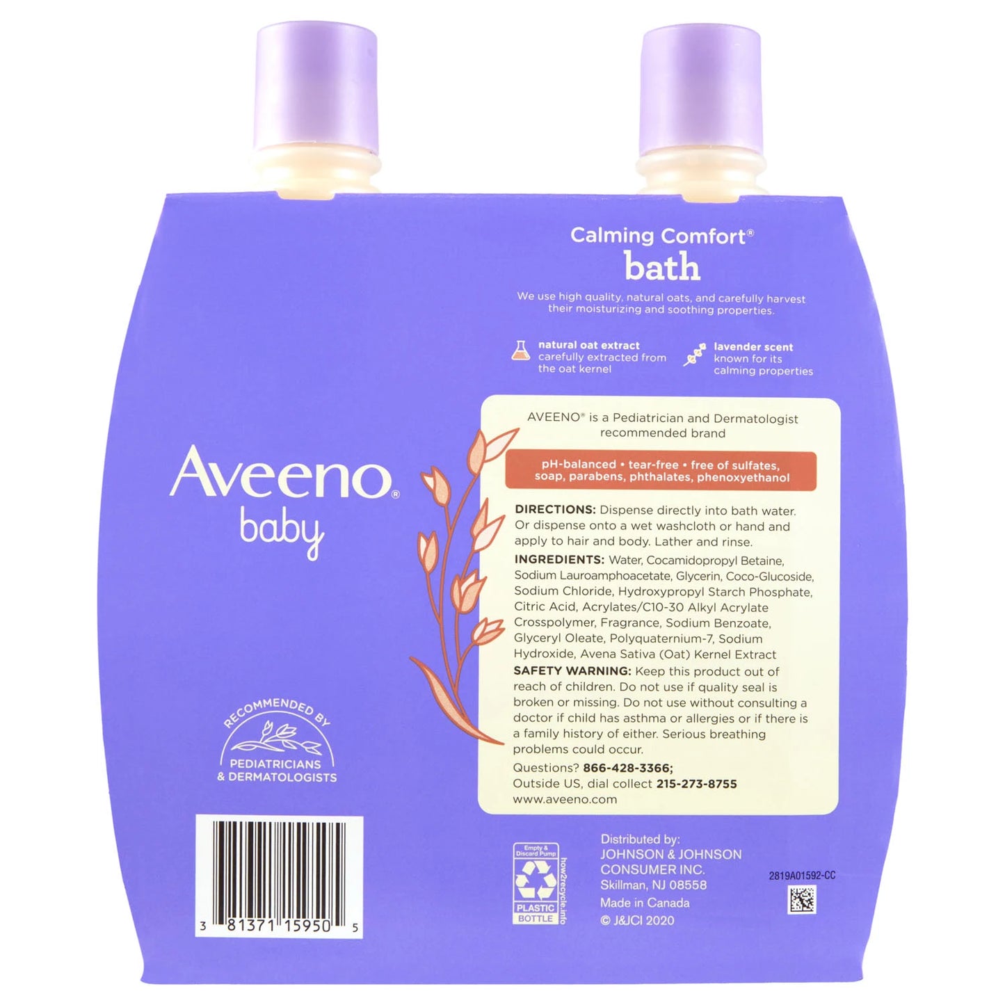 Aveeno Baby Calming Comfort Bath Wash 18 fl. oz., 2 pk.