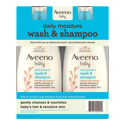 Aveeno Baby 2-in-1 Wash and Shampoo, 18 fl. oz., 2 pk