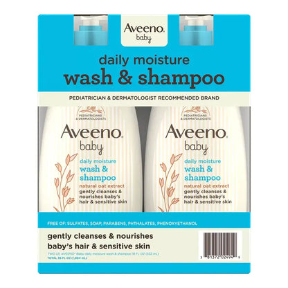 Aveeno Baby 2-in-1 Wash and Shampoo, 18 fl. oz., 2 pk