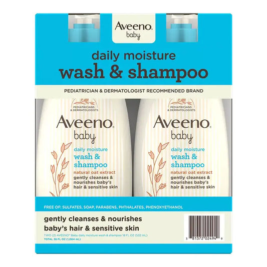 Aveeno Baby 2-in-1 Wash and Shampoo, 18 fl. oz., 2 pk
