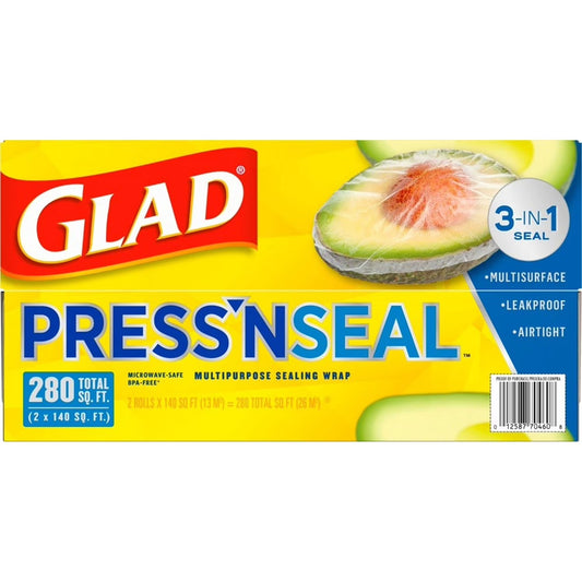 Glad Press’n Seal Plastic Food Wrap 140 sq. ft./roll, 2 rolls