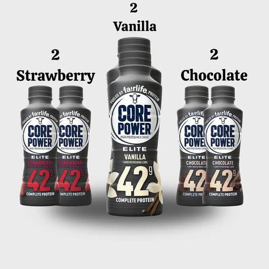 Core Power Elite High Protein Shake – 42g Protein, 14oz Bottle, Vanilla, Strawberry & Chocolate 2 Vanilla 2 Strawberry 2 Chocolate