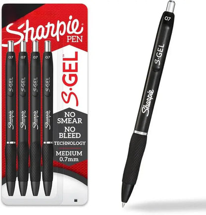Sharpie S-Gel Pens, Medium Point (0.7mm), Black Ink, 4 Count