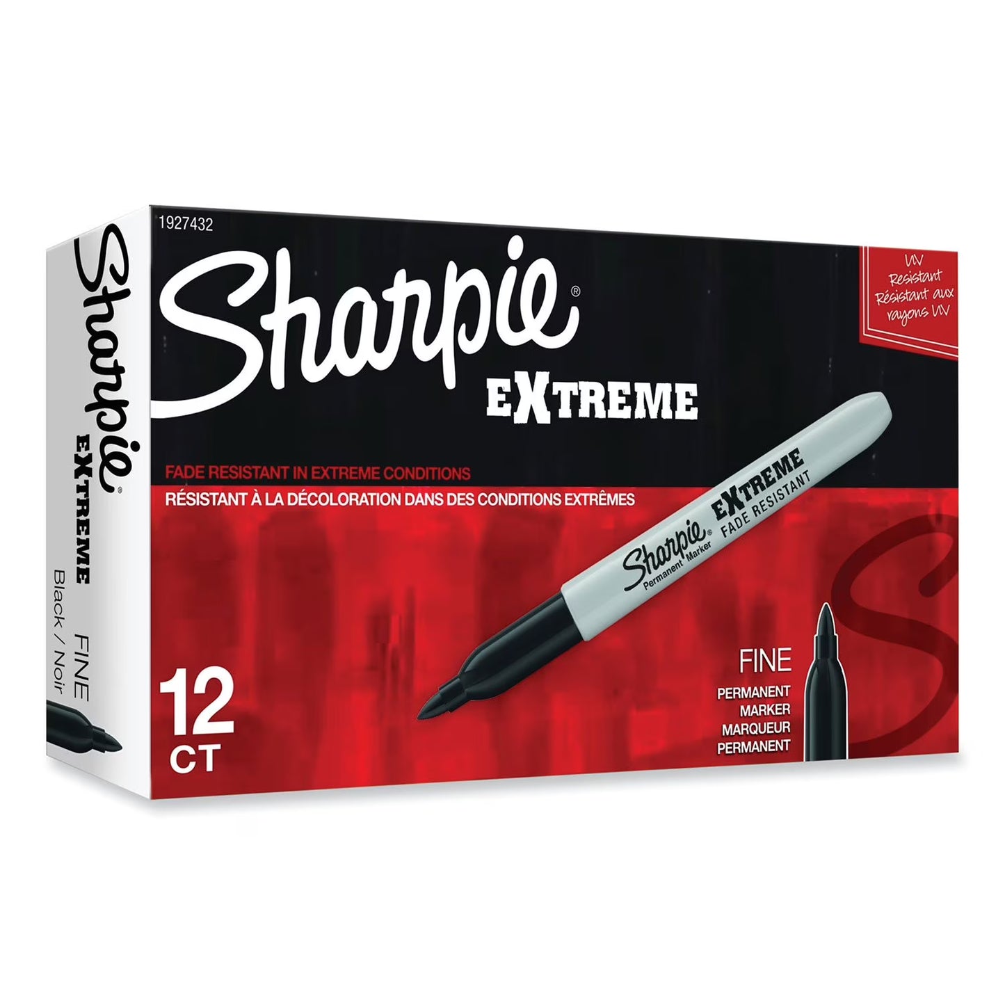 Sharpie Extreme Marker, Fine Point, Black, 12 Count
