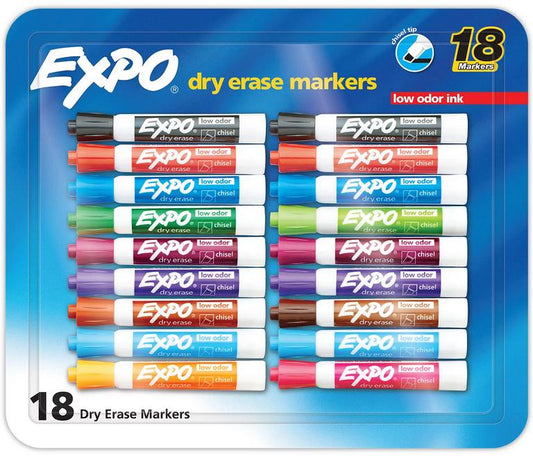 Expo Dry Erase Markers, Assorted Colors, Pack of 18