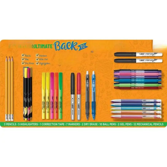 Ultimate Back to School Kit – 42-Piece Assorted School Supplies | BIC Pencils, Pens, Markers & More