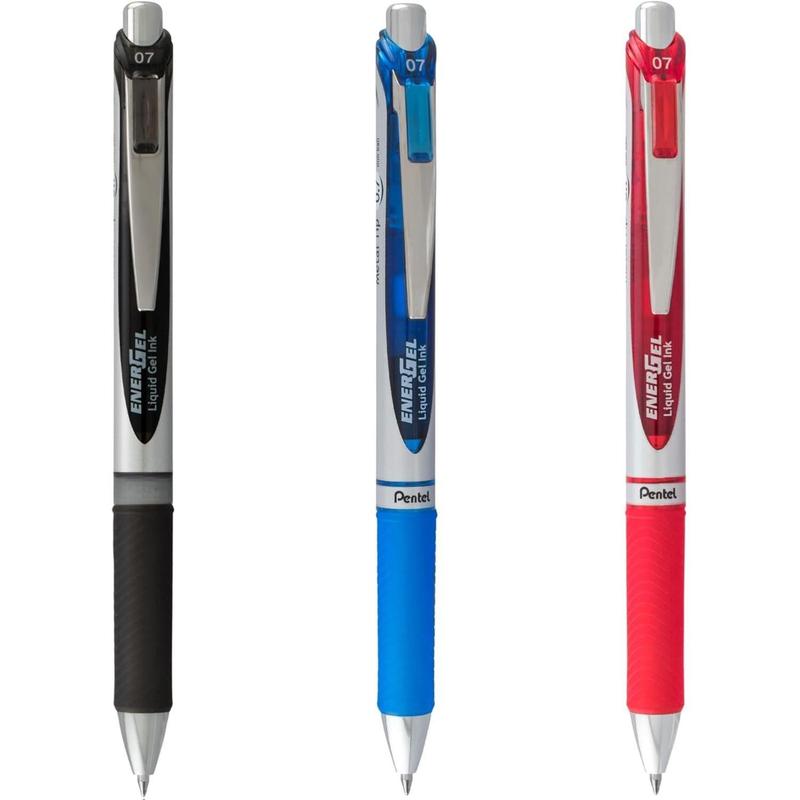 Pentel EnerGel RTX RT Liquid Gel Pens – 12 Pack, Assorted Colors, 0.7mm & 1.0mm