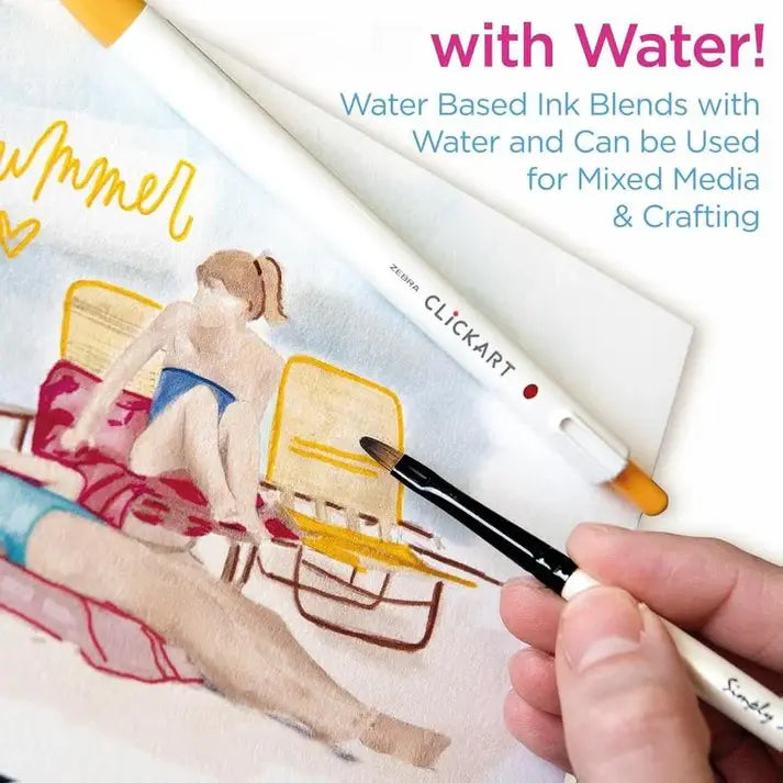 Zebra CLiCKART Retractable Felt Tip Pens (12-Pack) | Fine Point 0.6mm, Capless, Quick-Dry Ink