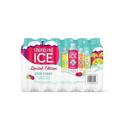 Vitamin-Infused Sparkling Water Variety Pack – Apple Cider, Cranberry Frost & Ginger Lime (17 oz, 24-Pack)