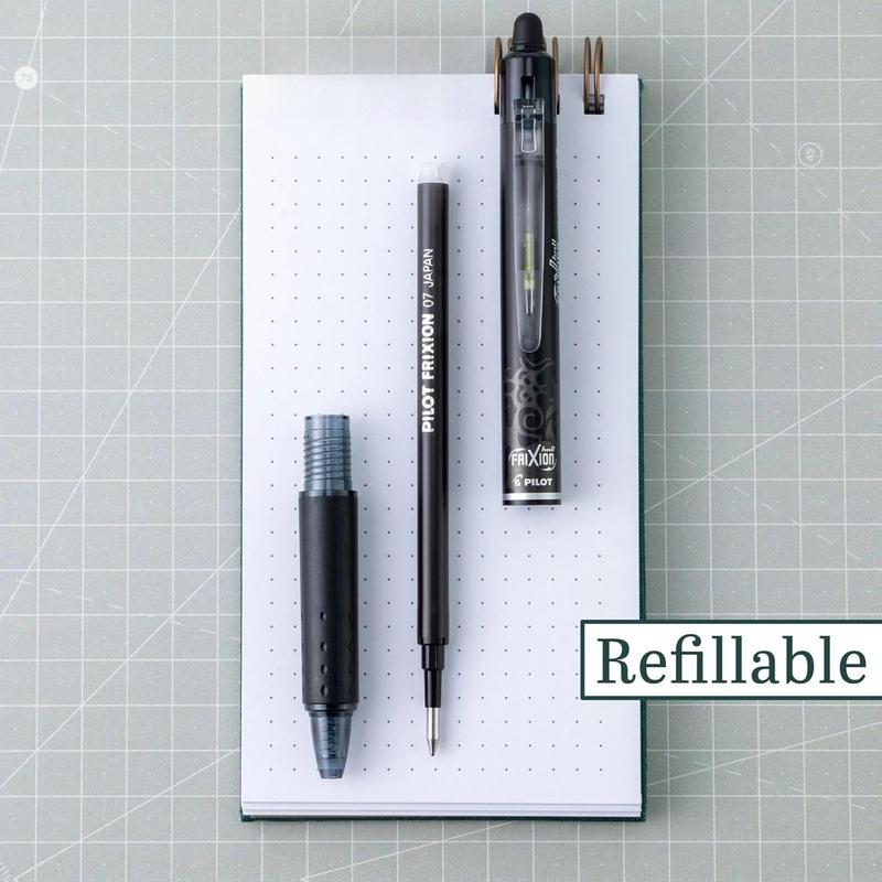 Pilot FriXion Clicker Erasable Gel Pens – 8 Vibrant Colors, Fine Point, Retractable