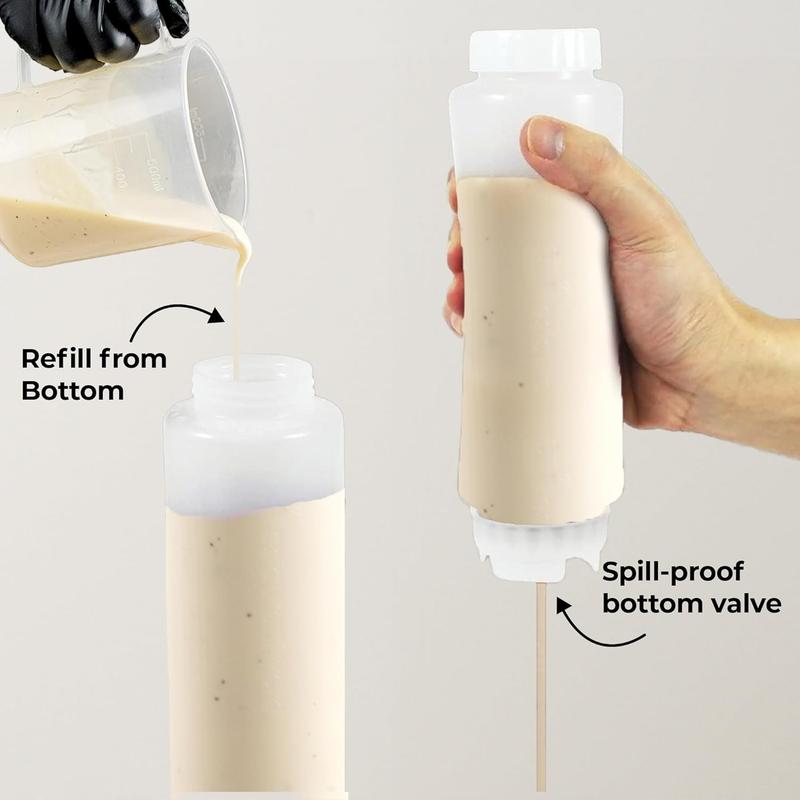 FIFO 16 OZ  Inverted Plastic Squeeze Bottle with Refill and Dispensing Lids