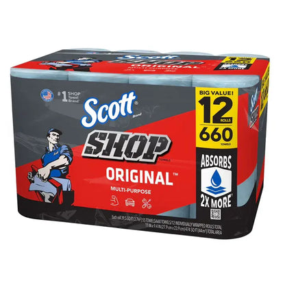 Scott® Shop Towels Original, 55 Sheets/Roll, 12 Rolls