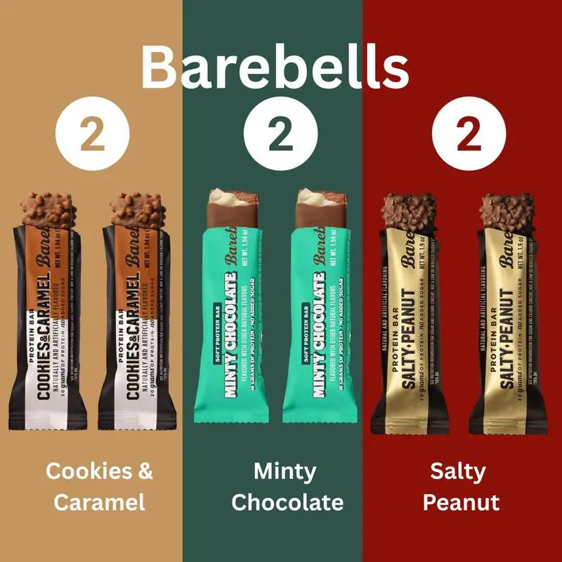 Barebells Protein Bars Variety Pack – Minty Chocolate, Cookies & Caramel, Salty Peanuts (6 Count)
