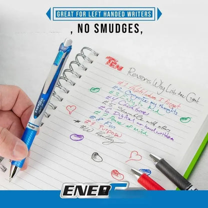 Pentel EnerGel RTX RT Liquid Gel Pens – 12 Pack, Assorted Colors, 0.7mm & 1.0mm