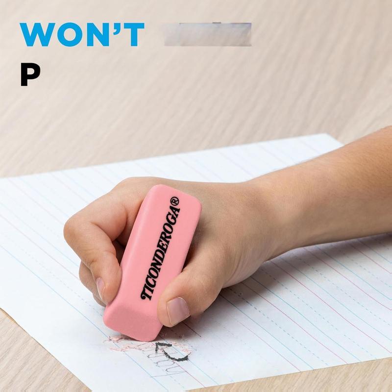 Pink Wedge Erasers - Latex-Free, Soft Pink, 3 Count