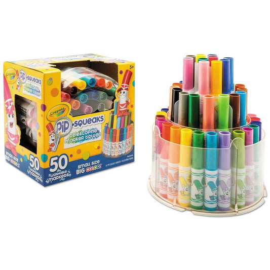 Crayola Pip-Squeaks Telescoping Marker Tower – 50 Mini Markers, Three-Tier Storage