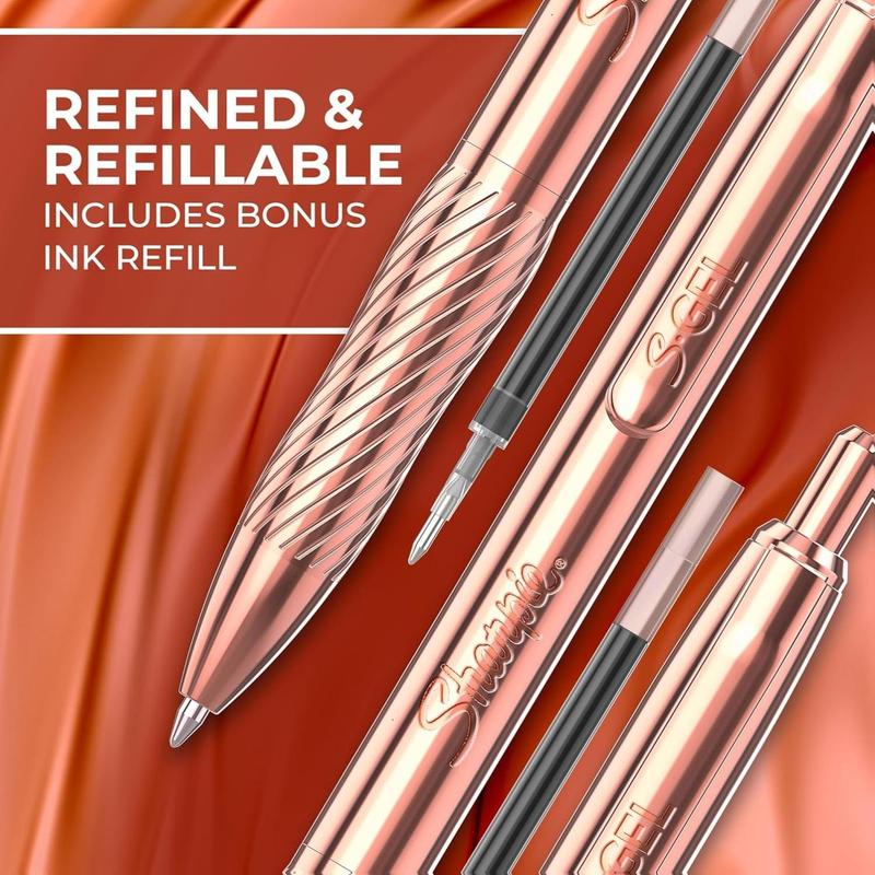 Sharpie S-Gel Gel Pen – Copper Metal Body, 0.7mm Medium Point with Refill