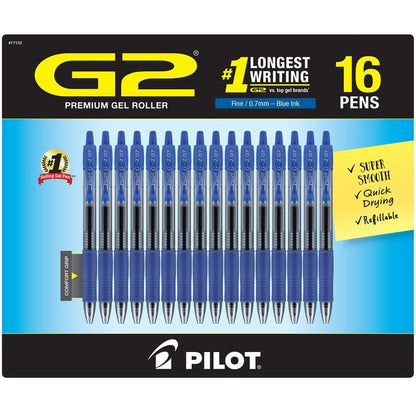 Pilot G2 Retractable Gel Pens – 16 Pack, 0.7mm Fine Tip, Black & Blue