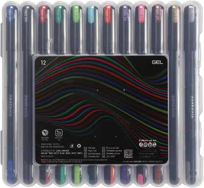Pentonic Gel Pens Set – 12 Vibrant Colors | Smooth Ink Flow | Extra Fine, Fine & Medium Tips