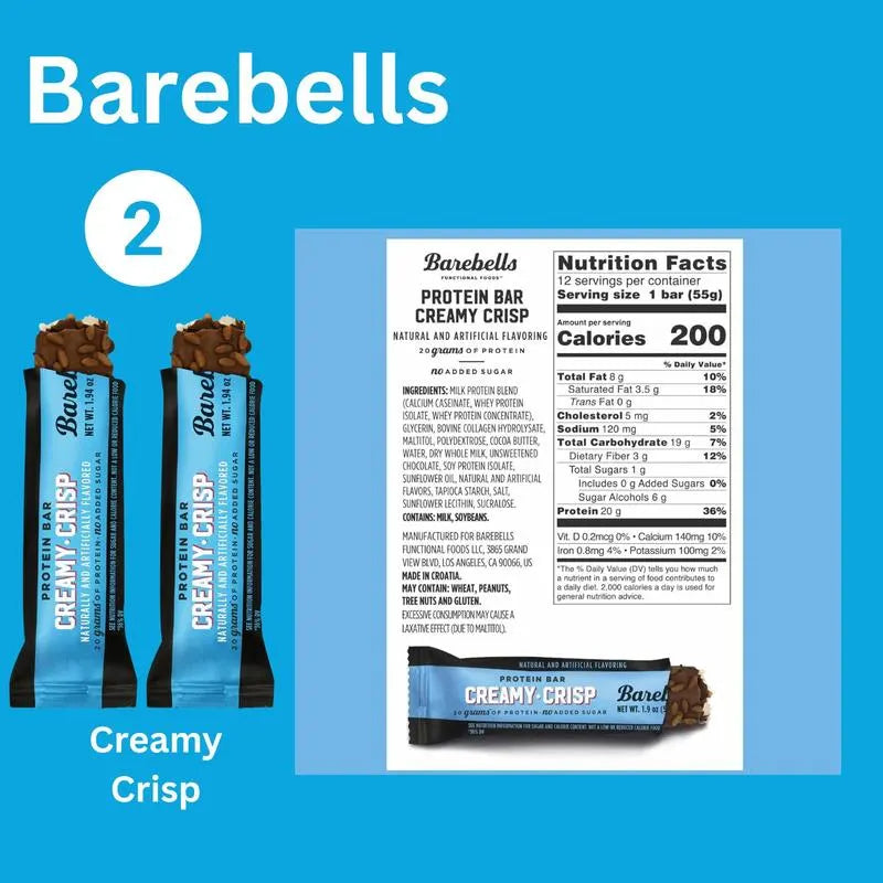 Barebells Protein Bars Variety Pack – Creamy Crisp, Cookies & Cream & Caramel Cashew (6-Pack)