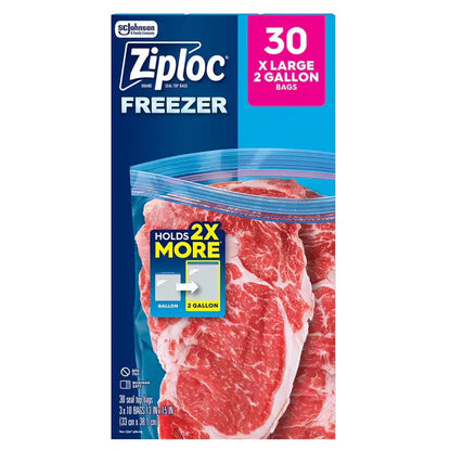 Ziploc Grip ’n Seal 2-Gallon Freezer Bags, 30 Count