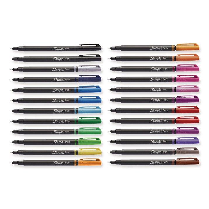 Sharpie Art Pen Fine Point 0.4 mm – 24 Assorted Colors, Quick-Drying Ink
