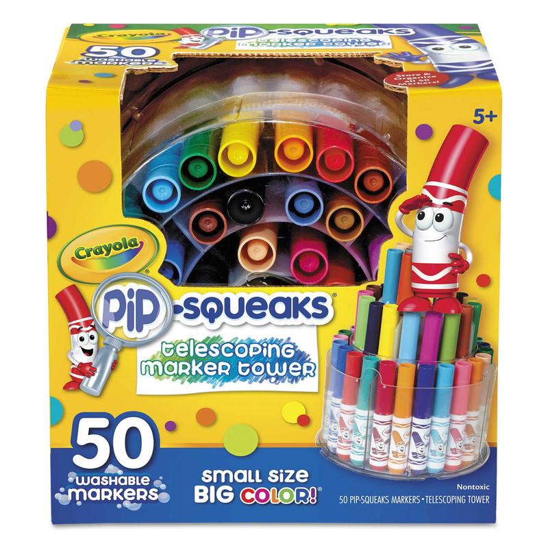 Crayola Pip-Squeaks Telescoping Marker Tower – 50 Mini Markers, Three-Tier Storage