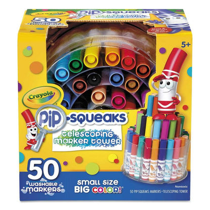 Crayola Pip-Squeaks Telescoping Marker Tower – 50 Mini Markers, Three-Tier Storage