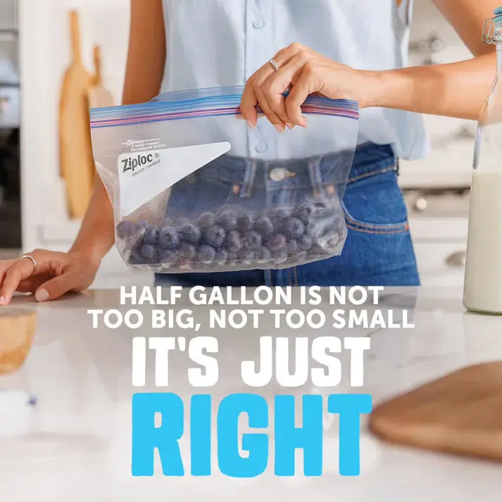 Ziploc Half Gallon Freezer Bags with Stay Open Design, 160 Count
