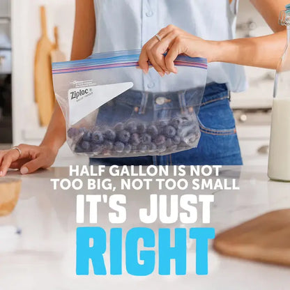 Ziploc Half Gallon Freezer Bags with Stay Open Design, 160 Count