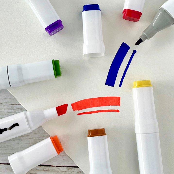 Dual-Tip Alcohol Markers – 8 Colors with 50-Sheet Marker Pad, Blending Ink