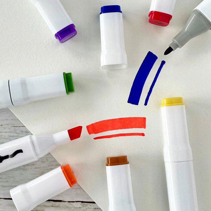 Dual-Tip Alcohol Markers – 8 Colors with 50-Sheet Marker Pad, Blending Ink