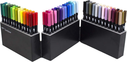 Tombow Dual Brush Pen Art Markers, 108 Color Set with Marker Case. Blendable , Brush and Fine Tip Markers with Marker Case