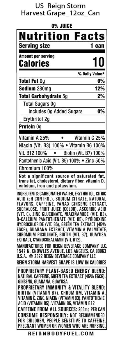 REIGN Storm Concord Grape Energy Drink – 12 Pack