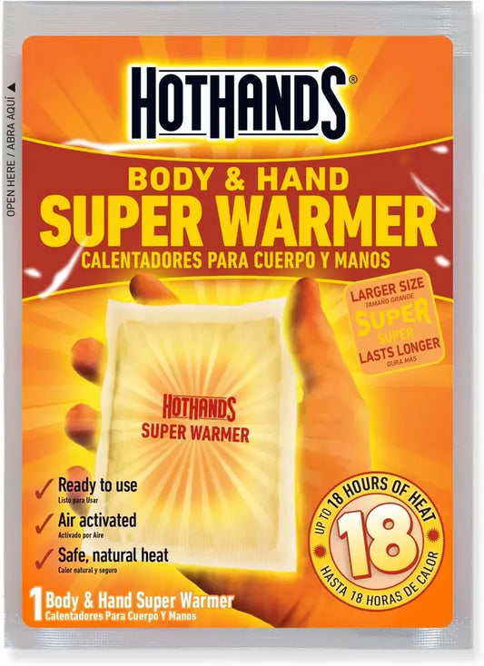 HotHands Body & Hand Super Warmers - Long Lasting Natural Odorless Air Activated Warmers - Up to 18 Hours of Heat - 3 Individual Warmers