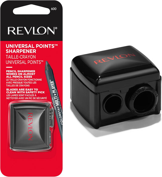 Revlon Universal Cosmetic Pencil Sharpener with Adaptor Ring – Dual Blade Makeup Sharpener for Lip, Eye & Brow Pencils